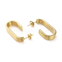 202 ステンレススチール オーバルスタッドピアス  304ステンレススチールピン付きハーフフープピアス  ゴールドカラー  29.5x6mm&nbsp;EJEW-C076-03G