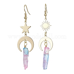 Moon & Star & Sun Brass Asymmetrical Earrings&nbsp;EJEW-JE05459