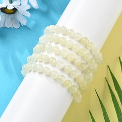 天然な新しいヒスイビーズのストレッチブレスレット  ラウンド  2-1/8インチ（55mm）  ビーズ：8~9mm&nbsp;BJEW-Q692-44-8mm