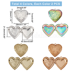 8Pcs 4 Style 304 Stainless Steel & 316 Stainless Steel Locket Pendants&nbsp;STAS-UN0027-58