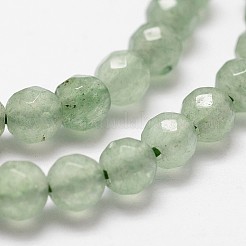天然石グリーンアベンチュリンビーズ連売り  多面カット  ラウンド  10mm  穴：1mm  約37個/連  14.9インチ〜15.1インチ&nbsp;G-G736-17-10mm