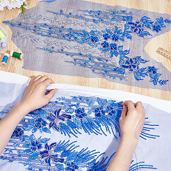 2Pcs 2 Styles Flower Pattern Polyester Lace Computerized Embroidery Ornament Accessories&nbsp;DIY-NB0014-56A