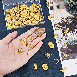 チベットスタイルの合金ペンダント80個4個  ウェストカウボーイ  混合図形  アンティークシルバー＆ゴールデン  14~22x11~21x2~5mm  穴：1.4~2.5mm  20個/スタイル&nbsp;FIND-UN0004-28A