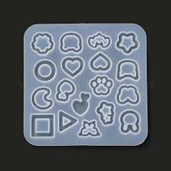 DIY 星/ハート/花/ウサギのシェーカーフィラーシルエットシリコン流砂型  レジン型  UVレジン用  エポキシ樹脂工芸品作り  混合模様  85x85x4mm  内径：8.5~15x10~15mm&nbsp;DIY-G079-03A