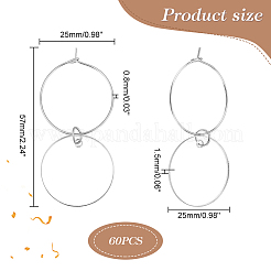 フラットラウンド透明アクリルワイングラスチャーム  真鍮フープピアスパーツ  透明  57mm  60個/セット&nbsp;AJEW-AB00109