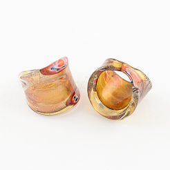 手作りの金の砂と銀の箔ミッレフィオーリのランプワークリング  ミックスカラー  17~19mm  約12個/箱&nbsp;RJEW-Q150-M05-B