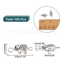 100Pcs Tibetan Style Alloy Elephant Connector Charms&nbsp;FIND-AR0003-07