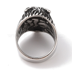 Viking 304 Stainless Steel Wolf Head Wide Finger Rings for Mens&nbsp;RJEW-U005-16A-AS