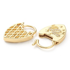 Brass Micro Pave Clear Cubic Zirconia Clasps&nbsp;ZIRC-P082-03A-G