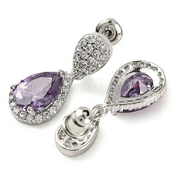 Rack Plating Brass Micro Pave Cubic Zirconia Dangle Stud Earrings&nbsp;EJEW-I304-18P-01
