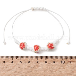 Adjustable Handmade Flower Printed Porcelain Beads Braided Beaded Bracelets for Women&nbsp;BJEW-JB13580