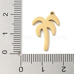 304ステンレススチールエナメルペンダント  ゴールドカラー  ココヤシの木  19.5x13x1.5mm  穴：1.4mm&nbsp;STAS-I322-84F-G