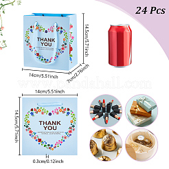 Heart Flower Thank You Printed Paper Storage Gift Tote Bags for Wedding Party Gift Wrapping Bags&nbsp;ABAG-WH0038-77B