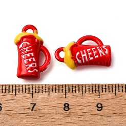 焼付塗装合金ペンダント  ビールグラス  レッド  17.5x11.5x6mm  穴：1.6mm&nbsp;LS-FIND-G097-05C