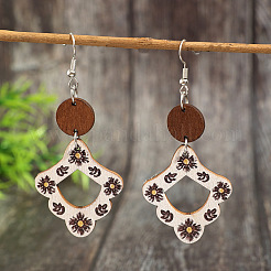Bohemian Wood & Zinc Alloy Dangle Earrings for Women&nbsp;WGF17A7-01