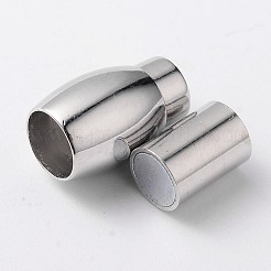 端が接着された楕円形の真鍮製マグネットクラスプ  カドミウムフリー＆ニッケルフリー＆鉛フリー  プラチナ  19x10mm  穴：6mm&nbsp;KK-F361-01-NR