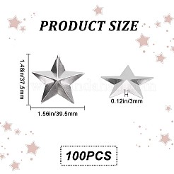 鉄ディスプレイ装飾  メタルスターオーナメント  プラチナ  37.5x39.5x3mm&nbsp;IFIN-WH0011-36B-P