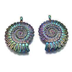 レインボーカラーアロイペンダント  カドミウムフリー＆鉛フリー  巻き貝  36x27x7mm  穴：2.5mm&nbsp;PALLOY-S180-008-RS