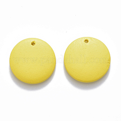 塗装木材ペンダント  フラットラウンド  きいろ  20x4mm  穴：1.5mm&nbsp;WOOD-Q040-018A-A03