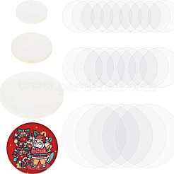 600個 3スタイルプラスチックフィルム  ブローチ作りに  フラットラウンド  透明  35~70x0.1mm  200個/スタイル&nbsp;FIND-CA0005-16