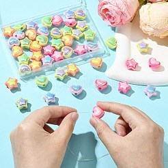 50 個 10 スタイル不透明なアクリル ビーズ  星/ハート  ミックスカラー  15~17x17.5x10~12mm  穴：3mm  5個/スタイル&nbsp;OACR-CJ0001-88