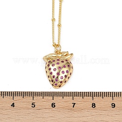 Brass Micro Pave Camellia Cubic Zirconia Fruit Pendant Necklaces for Women&nbsp;NJEW-U042-02A-G