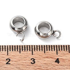 変色しない304ステンレススチールチューブベイル  ループベイル  ロンデル保釈ビーズ  ステンレス鋼色  11x8x4mm  穴：2mm  内径：4.6mm&nbsp;STAS-H216-18P