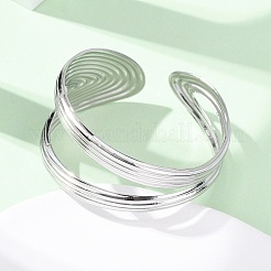女性用304ステンレススチールカフバングル  ステンレス鋼色  1-1/4インチ（3.05cm）  内径：2インチ（5.1cm）&nbsp;BJEW-B150-02P
