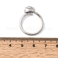 Brass Micro Pave Cubic Zirconia Cuff Open Rings for Women&nbsp;RJEW-L343-01P-05