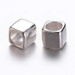 チベット風合金ヨーロピアンビーズ  大穴ビーズ  キューブ  カドミウムフリー＆ニッケルフリー＆鉛フリー  銀  6x6x6mm  穴：4mm&nbsp;LS-LF11237Y-S-NR