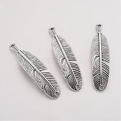 Tibetan Style Alloy Feather Pendants&nbsp;TIBEP-Q043-326-RS