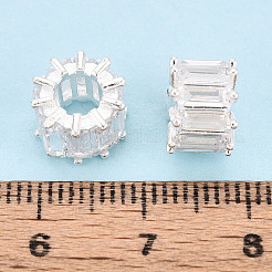 スターリングシルバーのパヴェクリアキュービックジルコニアビーズ925個  コラム  銀  6~6.5x9mm  穴：4.8mm&nbsp;STER-T008-41S