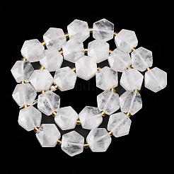 天然石クオーツクリスタルビーズ連売り  水晶  シードビーズで  ファセット六角形カット  六角  12x13~13.5x5.5~6mm  穴：1.2mm  約28個/連  15.55インチ（39.5cm）&nbsp;G-G144-A05-01