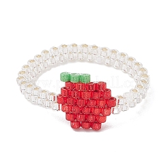 Christmas Glass Seed Beads Finger Rings for Women&nbsp;RJEW-MZ00029-04