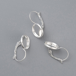 304ステンレススチールフレンチフックピアスセッティング  フラットラウンド  銀  トレイ：8mm  18x10x11mm  ピン：0.7mm&nbsp;STAS-F191-03S-8mm