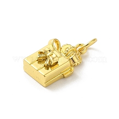 真鍮チャーム  丸カン付き  14KGP本金メッキ  ボックス  16x9.5x4.5mm&nbsp;LS-KK-D095-01C-G