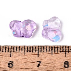 スプレー塗装透明アクリルビーズ  蝶  プラム  7x10x3mm  穴：1.5mm  約3570個/500g&nbsp;OACR-N149-01E