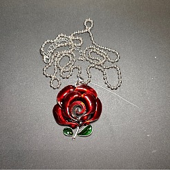 Gothic Style Alloy Enamel Red Rose Flower Vintage Pendant Necklaces for Women&nbsp;GR0561