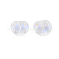 透明なガラスビーズを電気  abカラーハーフメッキ  ハート  クリアAB  10.5x12x6.5mm  穴：1mm&nbsp;GLAA-T022-24-B01