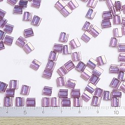 MIYUKIティラビーズ  日本製シードビーズ  2穴  （tl316)ライトアメジストゴールドラスター  5x5x1.9mm  穴：0.8mm  約590個/50g&nbsp;SEED-X0054-TL316