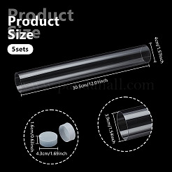 透明PCプラスチック＆PEビーズ収納チューブ  二重の白い蓋付き  ホワイト  30.5x4cm  内径：3.9のCM&nbsp;AJEW-WH0596-948E
