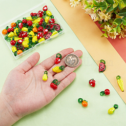 50Pcs 10 Styles Fruit Theme Glass Pendants&nbsp;GGLA-PH0001-70