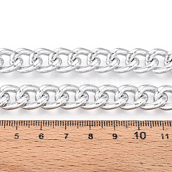 アルミカーブチェーン  溶接されていない  スプールで  プラチナ  14x11x3mm  約32.81フィート（10m）/ロール&nbsp;CHA-N004-06P