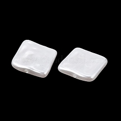 ABSプラスチックパール調ビーズ  織り目加工の正方形  ホワイト  15.5x16x3.5mm  穴：1mm  約345個/500g&nbsp;PL-CBA8DB3-26