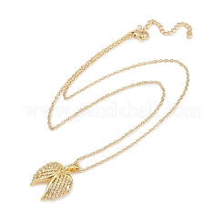 Brass Micro Pave Clear Cubic Zirconia Angel Wings Pendant Necklaces&nbsp;LS-NJEW-Z088-02G