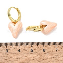 Brass Enamel Dangle Hoop Earrings for Women&nbsp;KK-CBA760A-06G