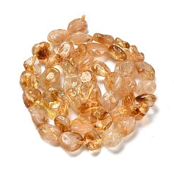 加熱された天然シトリンビーズ連売り  ナゲット  タンブルストーン  7~13x4.5~10x4.5~10mm  穴：1.2mm  約44~46個/連  15.08~16.14インチ（38.3~41cm）&nbsp;G-P497-01E-66