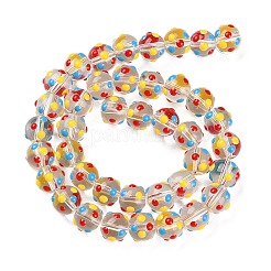凹凸のある透明なガラスビーズの連売り  手描きのビーズ  エナメル  ラウンド  カラフル  10~11mm  穴：1.5~1.6mm  約36~40個/連  13.19~14.76インチ（33.5~37.5cm）&nbsp;LAMP-F032-03B