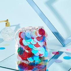 240g 8色飾りアクセサリー  虹色の pvc プラスチック スパンコール/スパンコール ペンダント  フラットラウンド  ミックスカラー  29~30x0.2mm  穴：1.5mm  30 G /カラー&nbsp;PVC-PH0001-23