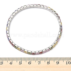 304ステンレススチール製マイクロパヴェカラフルキュービックジルコニアテニスブレスレット（女性用）  オーバル  ステンレス鋼色  内径：2.36インチ（6cm）&nbsp;BJEW-G779-02P
